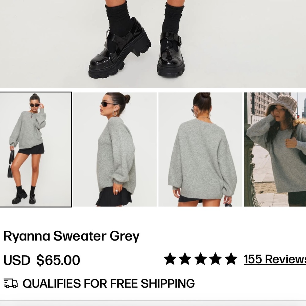 Princess Polly Light Gray Women's Sweater jumper